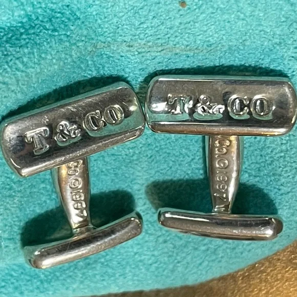 TIFFANY & CO 1837 STERLING SILVER BAR CUFF LINKS-RARE! EUC! AUTHENTIC